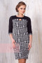 Платье женское 3155 Фемина (Черный-белый-лапка клетка/гипюр)
